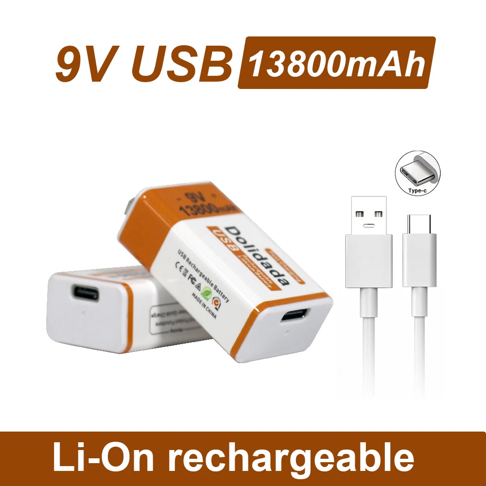 

100%New Original 2023 Best-selling 9V 13800Mah+USB Fast Charging Line LI-ION Rechargeable Battery for Electric Fan Flashlight