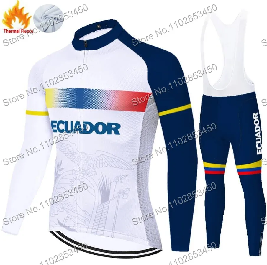Ecuador Team Pro Cycling Jersey Set Mens Spring Autumn Clothing Suit Long Sleeve MTB Bike Road Pants Bib Ropa Ciclismo
