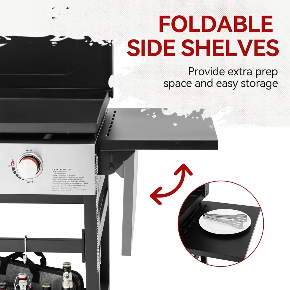 4-Burner Propane Gas Griddle with Hood 36-In Flat Top Grill with Folding Side Shelves for Outdoor Cooking Camping or Tailgating 6