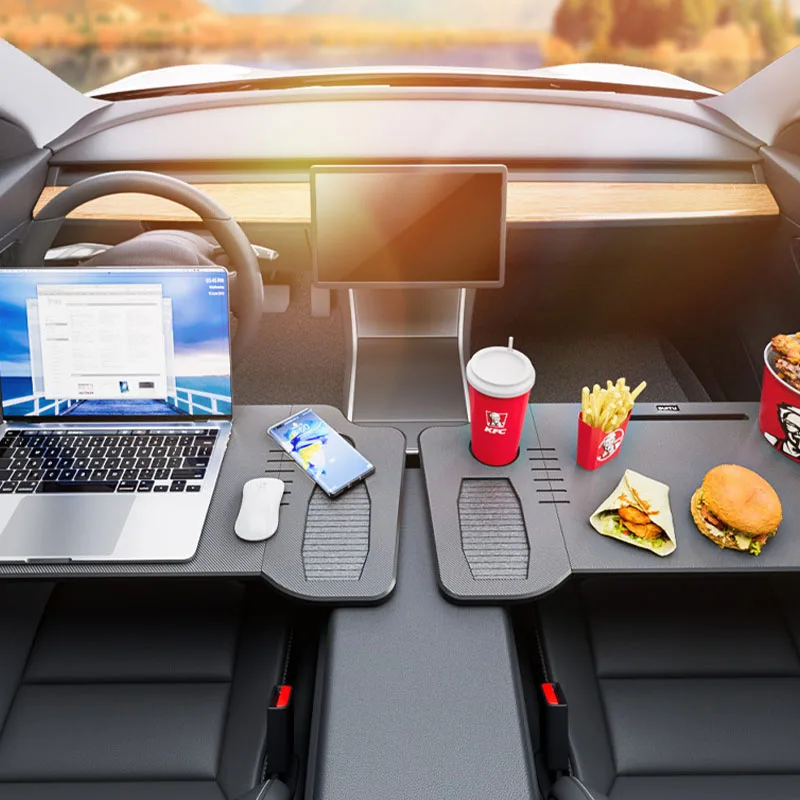 for Tesla Model 3 & Model Y 2017-2025 1PC Double Folding Car Food Tray DeskPort