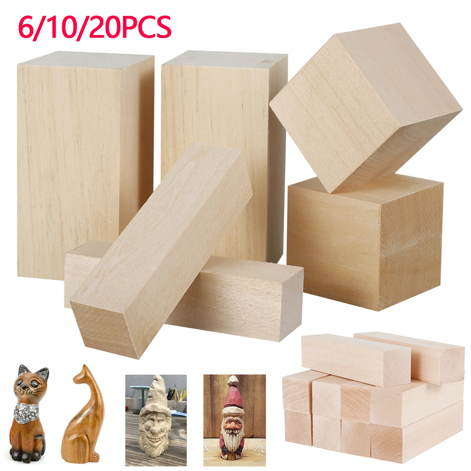 Basswood Carving Blocks - Natural Cork Unfinished DIY Wood Craft Supplies for Beginners and Enthusiasts