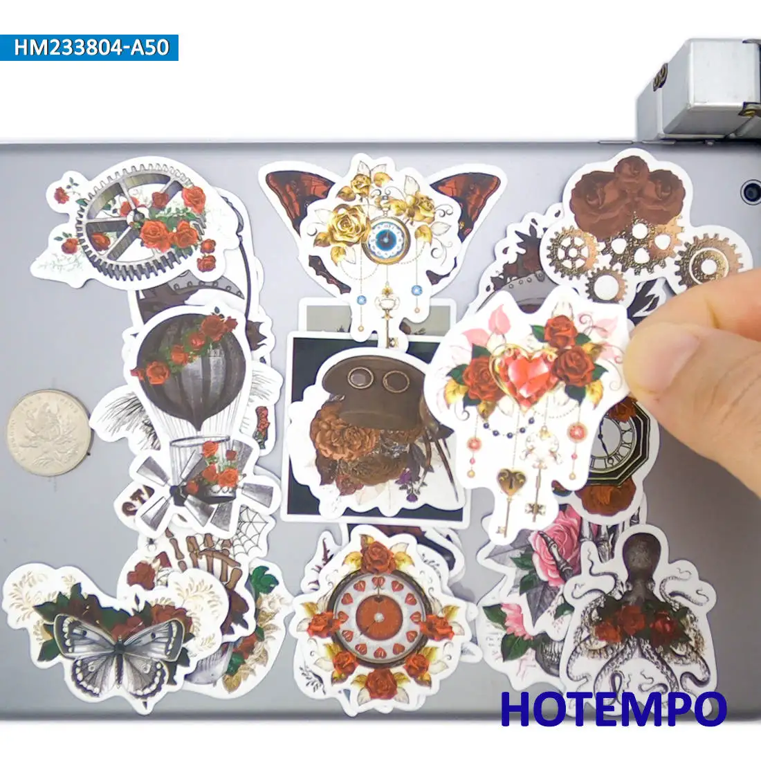 20/30/50 Stück, Retro viktorianisches Zeitalter, Steampunk-Stil, Gothic-Rosen-Aufkleber, für Scrapbook, Auto, Fahrrad, Gepäck, Telefon, Laptop, Motorrad, Gitarre, Tasse, Tagebuch, Aufkleber Spielzeug – Detail 4
