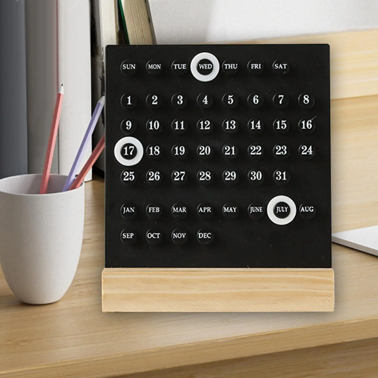 Perpetual Calendar Wooden Reusable Creative Handmade Acrylic Decor Desktop Ornaments for Home Shops Desktop Accessories Kitchen