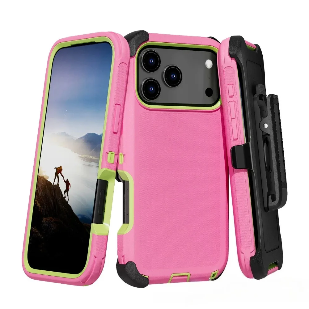 Rugged Shockproof Armor Phone Case with Clip - Heavy Duty Military Grade Protection