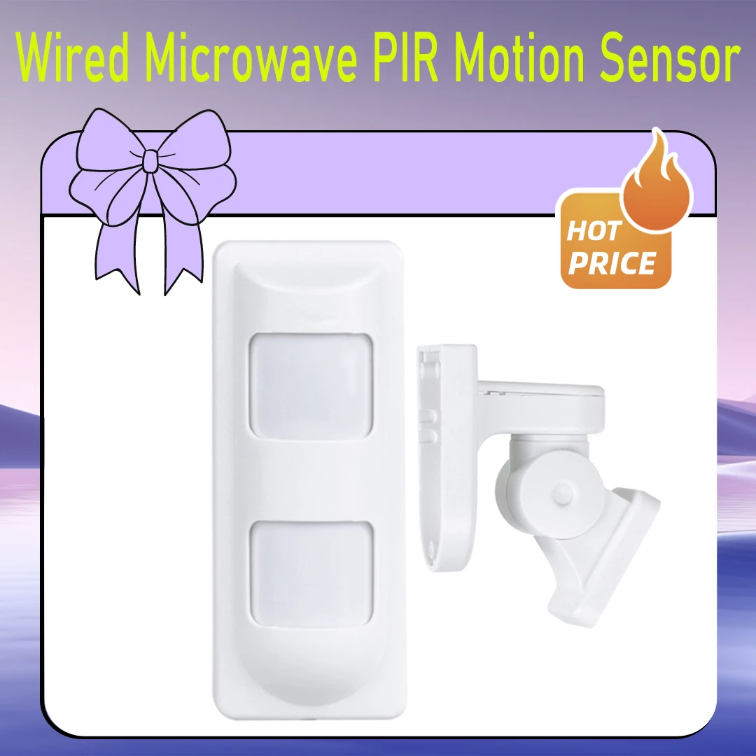 

12V Outdoor Wired Microwave PIR Motion Sensor Detector 100 Degree 12 Meter Detecting Range Anti-pet Anti-tamper Anti-white Light