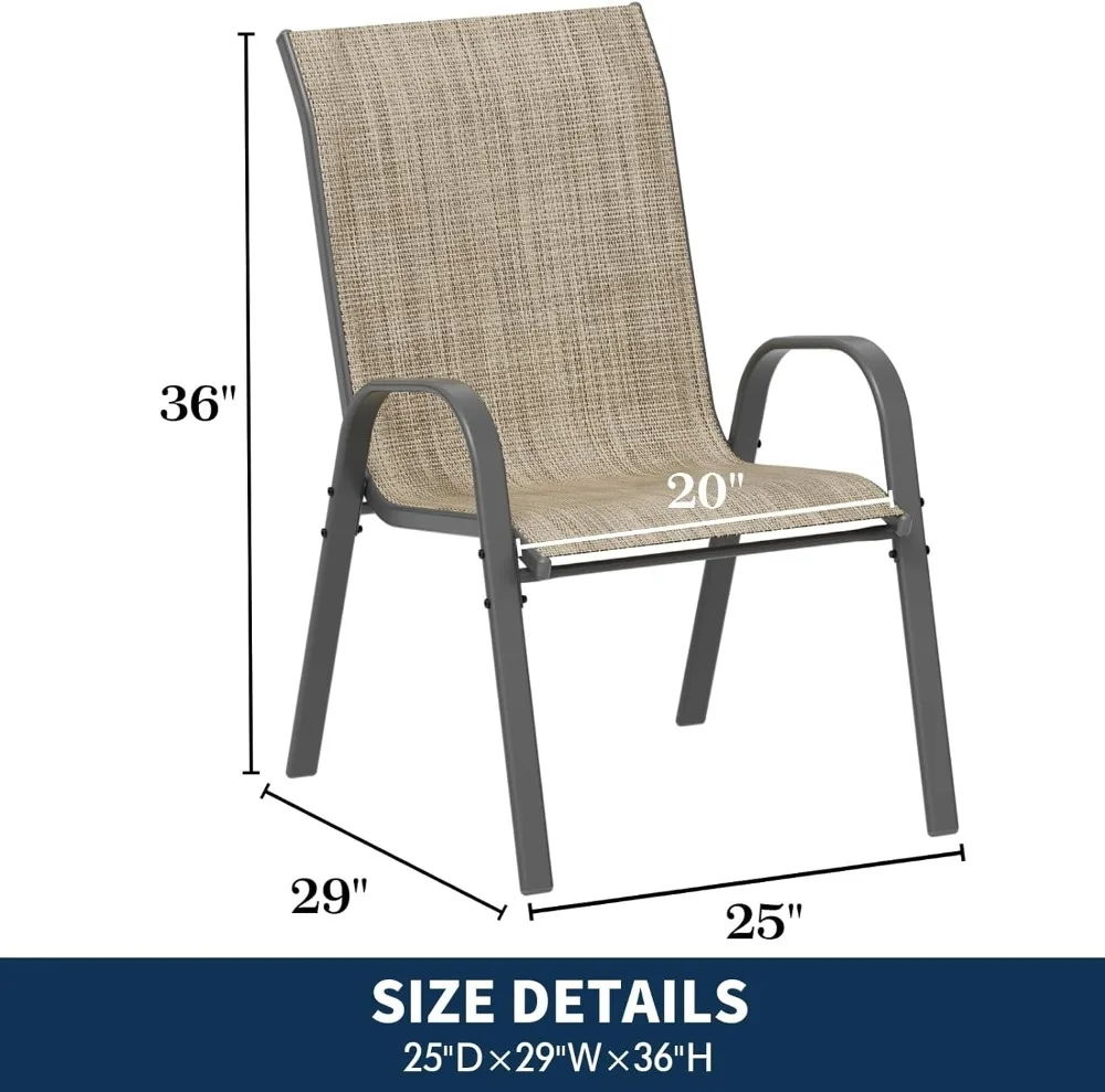Patio Dining Chairs Set of 4 Outdoor High Stacking Indoor/Outdoor Backyard Deck Garden Restaurant Chairs