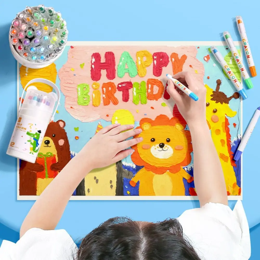 Washable Oil Pastels 12/24/36/48Colors Erasable Storage Box Colored Crayon Not Dirty Hands Painting Tools Stationery