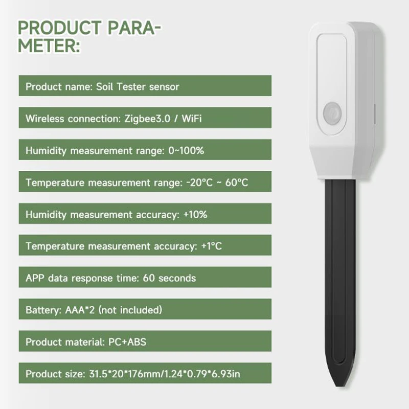 Tuya WIFI Temperature Humidity Detector Smart Soil Moisture Tester Sensor Monito