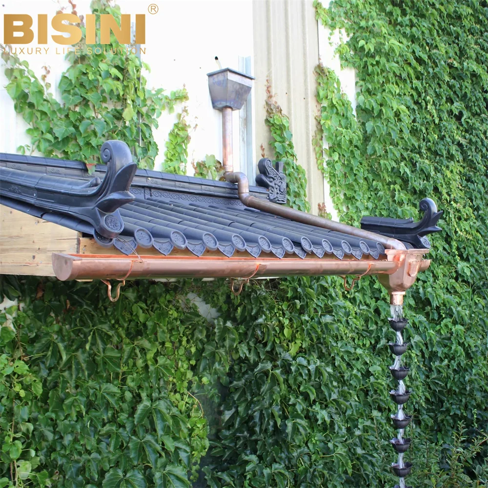 Chinese style Homestay Hostel Garden Eaves Link Falling Water Hammered Princess lotus Copper Rain Chain