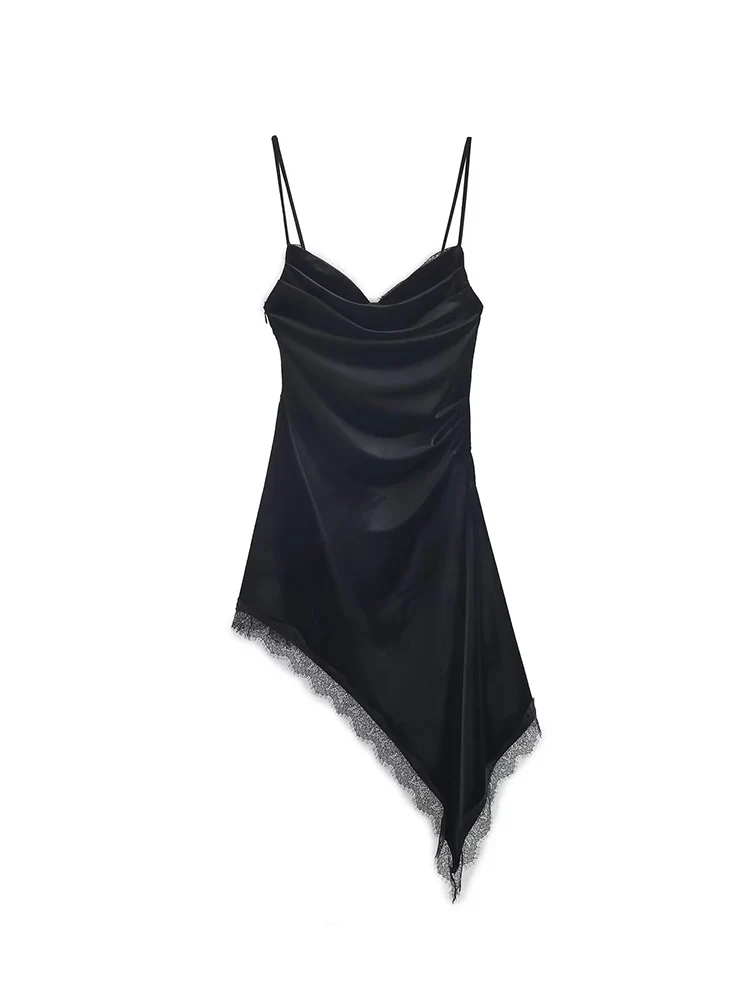 Women Lace Spliced Velvet Dress Sexy Off Shoulder Slim Sleeveless Midi Dresses New Evening Party Elegant Irregular Sling Dress