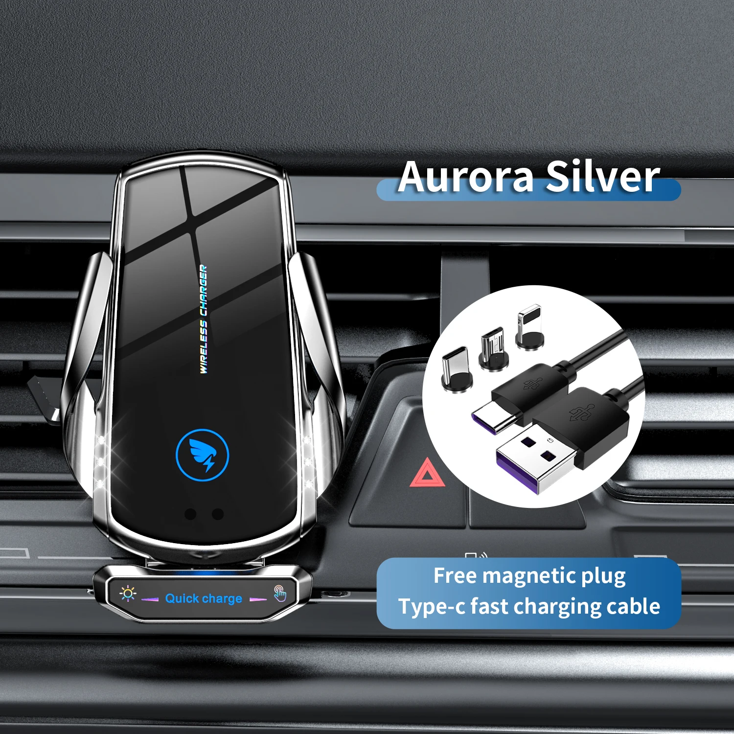 

15W Car Phone Holder Automatic Fast Wireless Charger Car Mount For all mobile phones