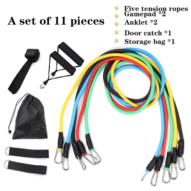 11-Piece Set Resistance BandsTensioner Pull Rope Fitness Multi-function Tensioner Suit Muscle Training Belt Elastic Sleeve Bands 2