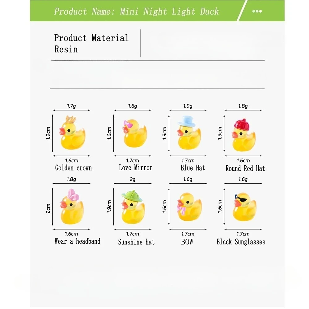 Mini Luminous Duck Ornament 100/50PCS