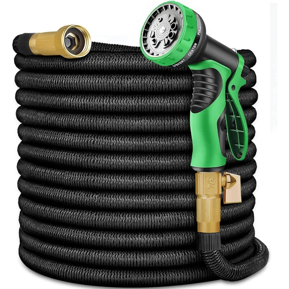 Garden Hose with 10 Function Spray Nozzle, Hoses with 40 Layers of Innovative Nano Rubber, Garden Hose