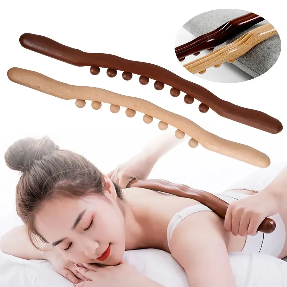 Wooden GuaSha Stick Lymphatic Drainage Massager Fat Burner Meridian Cellulite Scraper Body Slimming Neck Back Relax Therapy Tool