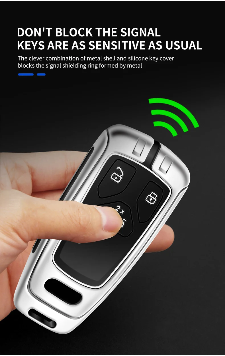 Portachiavi in metallo con telecomando per auto portachiavi per Audi A4 B9 A5 A6 8S 8W Q5 Q7 4M S4 S5 S7 TT TTS TFSI RS supporto senza chiave 14 Portachiavi in metallo con telecomando per auto portachiavi per Audi A4 B9 A5 A6 8S 8W Q5 Q7 4M S4 S5 S7 TT TTS TFSI RS supporto senza chiave - S1909bf6733f84128b1e02a06256830c2l