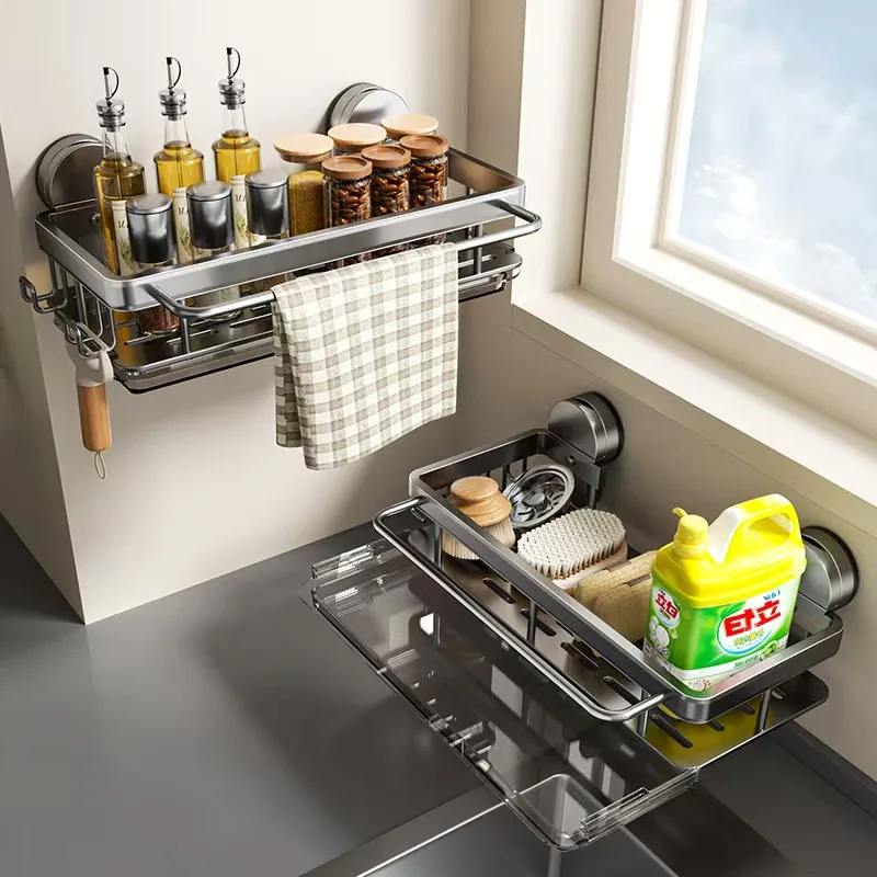 Porta spugna per lavello da cucina, organizer per spugne per piatti in acciaio inox antiruggine con porta strofinacci rimovibile | Leroy Merlin