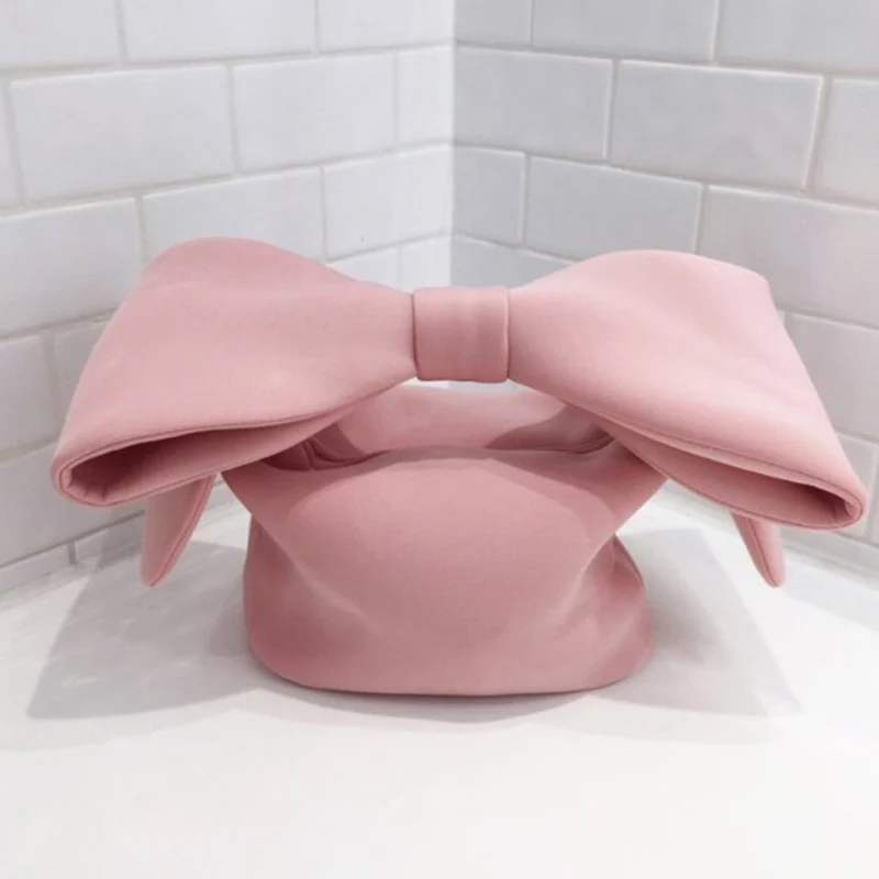 2022 New Spring Summer Woman New Personality Pink Color Spliced Bow Many Wear Methods Handbag All Match Evening Clutch Bags Cute 2