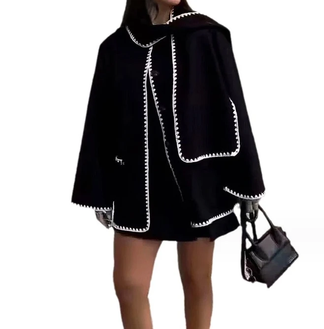 Women's Jacket 2023 Winter Temperament Long Sleeve Jacket Fashion Casual Loose Solid Color Single Breasted Woolen Jacket Y2K Top