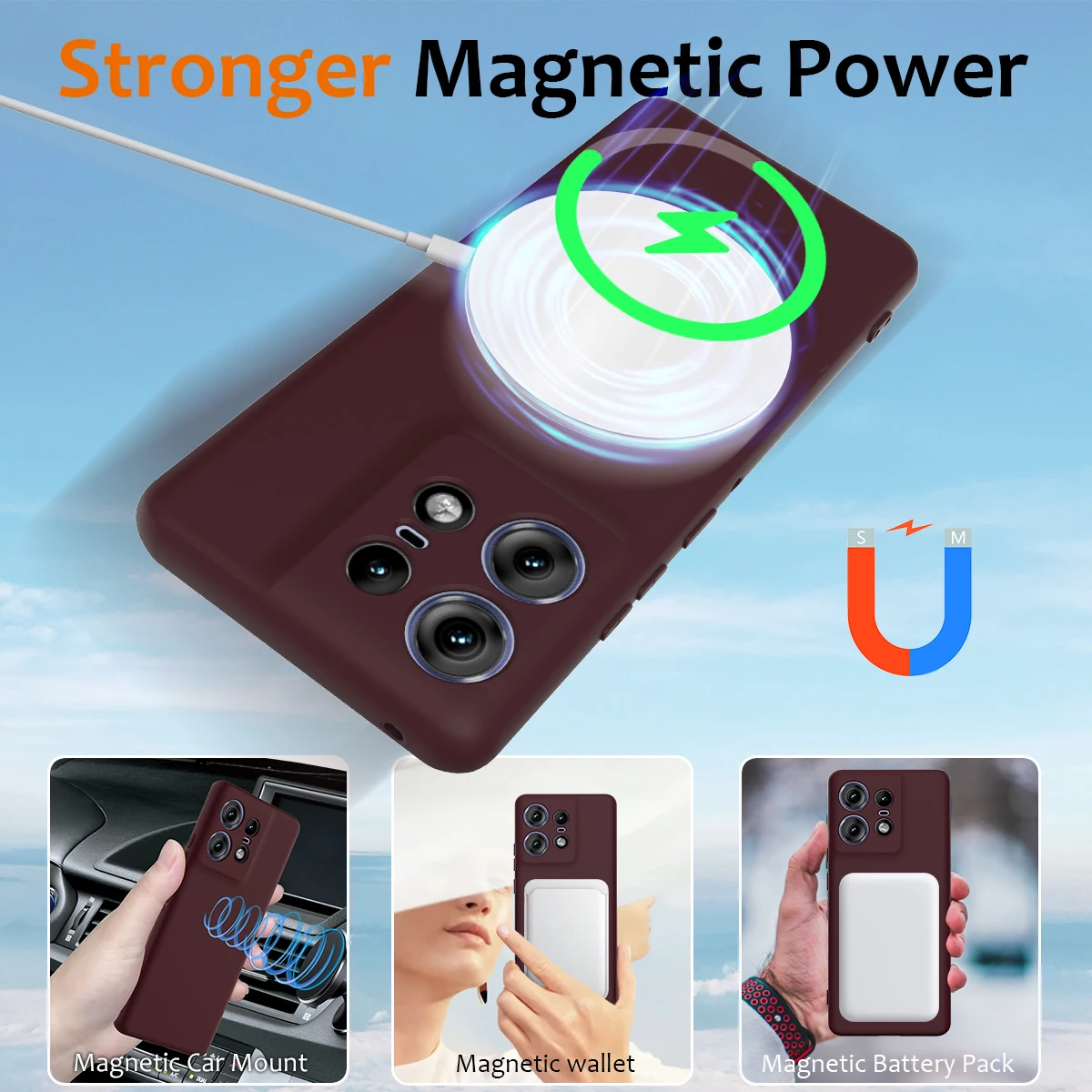 Premium Liquid Silicone Case with Magnetic Wireless Charging and Shockproof Protection