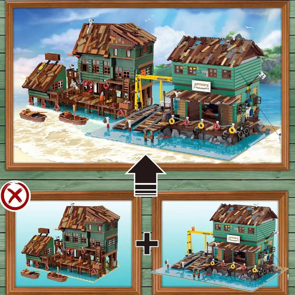 Fishing Store Building Blocks Toys, Building Bricks Old Fishing