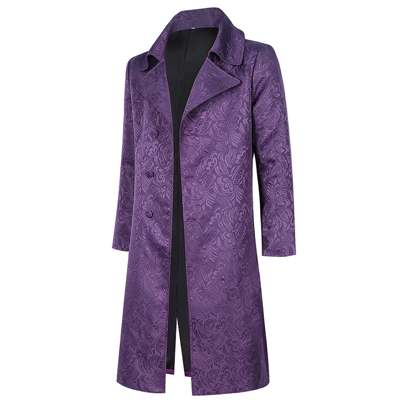 Halloween Adult Jacket Jared Leto Joker Cosplay Kосплей Costume Disfraz Men Purple Long Coat Trench Clown Outfit