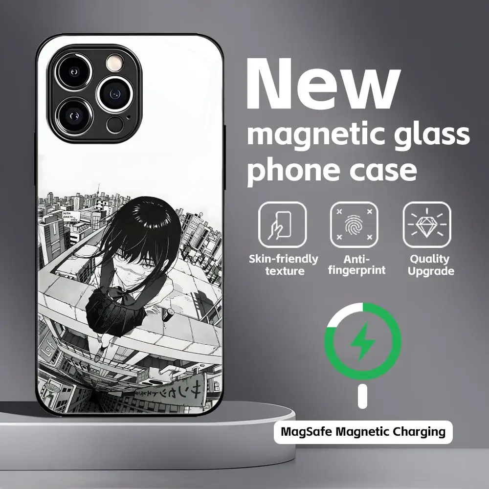 Chainsaw Man Anime Glass Magnetic Phone Case
