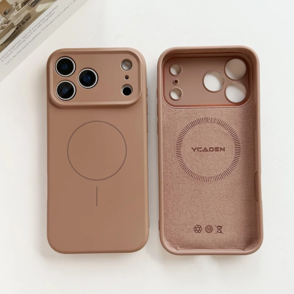 Soft Liquid Silicone Magnetic Phone Case with Shockproof Lens Protection and Magsafe Compatibility