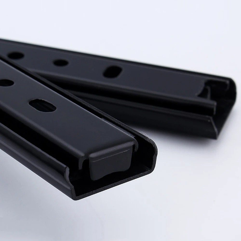 Drawer Slides Drawer Slide Rail Black Thicken Two-sections Slide 8 Inch-20 Inch Ball Guide Drawer Furniture Hardware Fittings