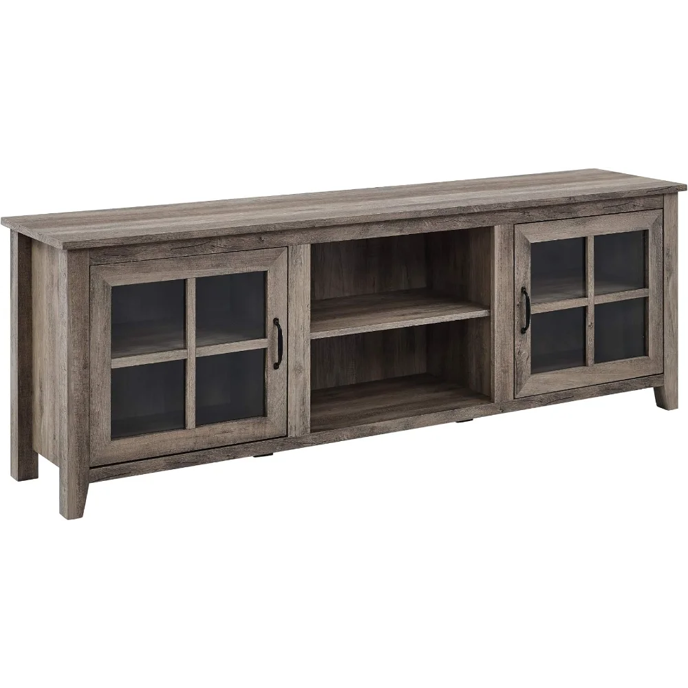 

Walker Edison Portsmouth Classic 2 Glass Door TV Stand for TVs up to 80 Inches, 70 Inch, Grey Wash