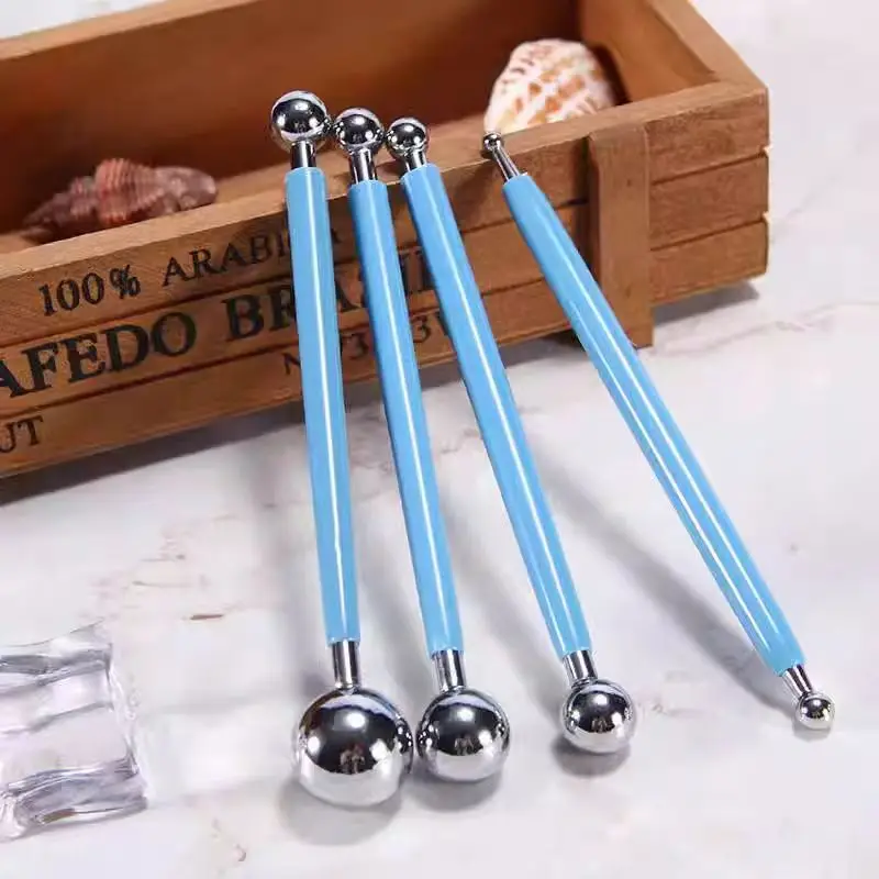 Pottery Clay DIY Handmade Tools 4-piece 8-head Stainless Steel Indentation Pen Ball Rod Steel Ball Pen pottery sculpting tools clay sculpting tools pottery tools clay craft tool