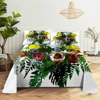 Green Plants Queen Sheet Set Girl, Lady's Room Leaf Bedding Set Bed Sheets and Pillowcases Bedding Flat Sheet Bed Sheet Set 2