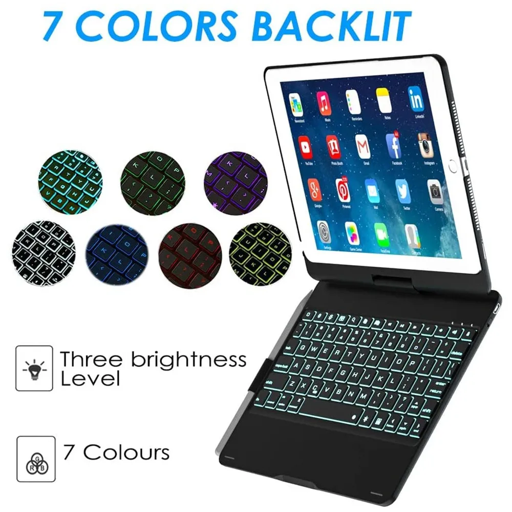 sem fio bluetooth caso giratória para ipad air1 air2 9.7in