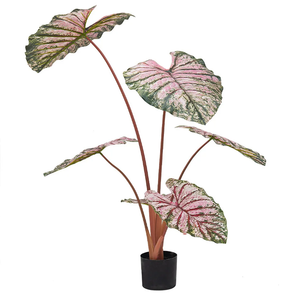 Indoor Tall Artificial Caladium Plants with Planter