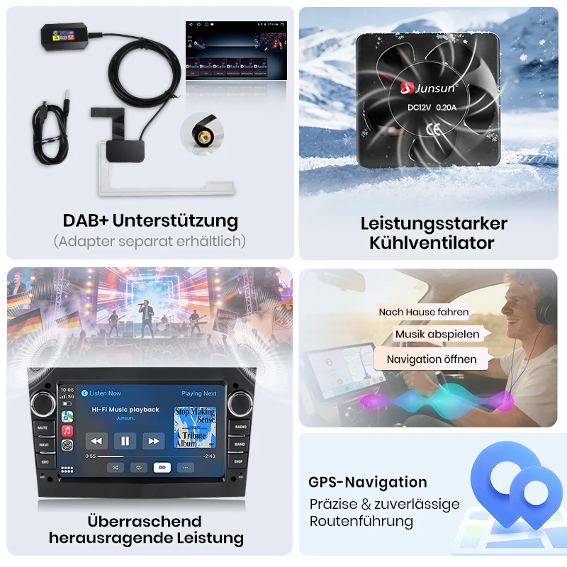 Radio para Auto Junsun de 7 Pulgadas con Android para Opel Astra H G J Zafira B Corsa C D Antara Vectra Vivaro, CarPlay, Pantalla IPS, Reproductor Multimedia Estéreo, Sistema Inteligente para Auto, 2 Din, Autoradio, Unidad Principal, Navegación GPS, BT, 4G, WIFI, FM, AM, DSP, RDS, SWC, DAB+ 4