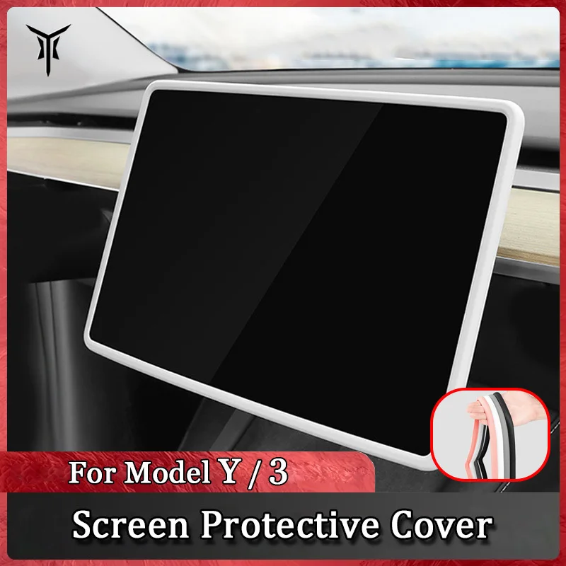 

For Tesla Model 3 Y Screen Edge Silicone Protective Cover Car Navigation Protective Shelf Cover Screen Edge Car Accessories