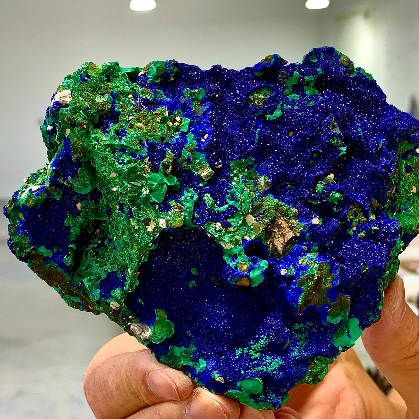 Natural Azurite Malachite Crystal Cluster Geode Rough Rare Mineral Specime 6