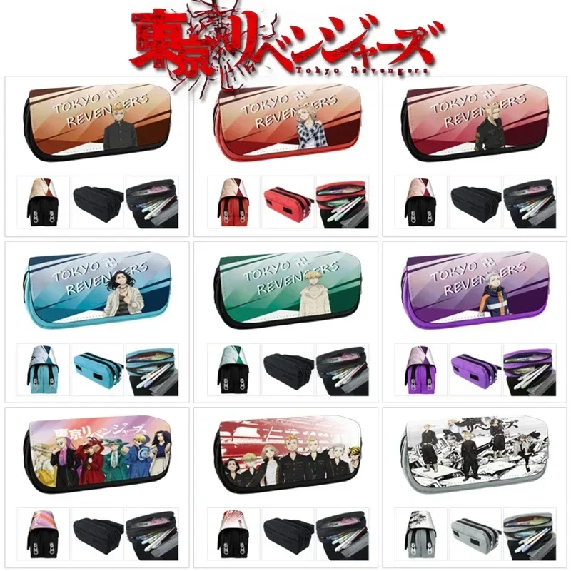 New Tokyo Revengers Pencil Case Cartoon Anime Around Large Capacity Double Zipper Pen Case Pencil Case Student Stationery Box