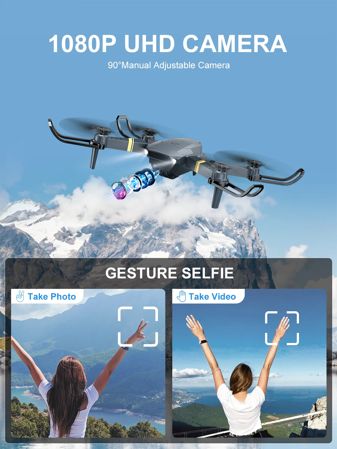 1080P E58 Drones Boys and Girls Gifts Toys Mini Wifi FPV Photography Foldable Quadcopter With Battery Camera RC Drone