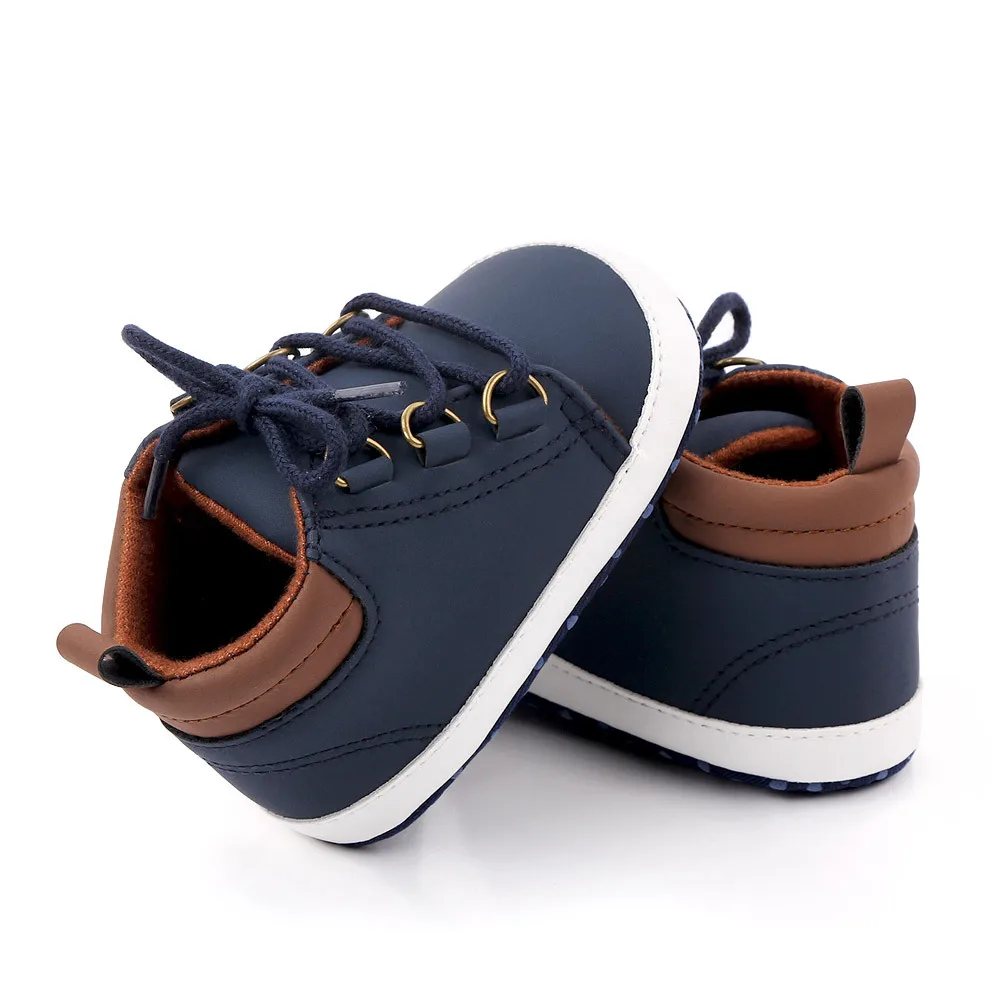 Brand Infant Crib Shoes for Baby Items Boys Lace Up Learn Walk Trainers Newborn Stuff Toddler Leather Sneakers Christening Gifts