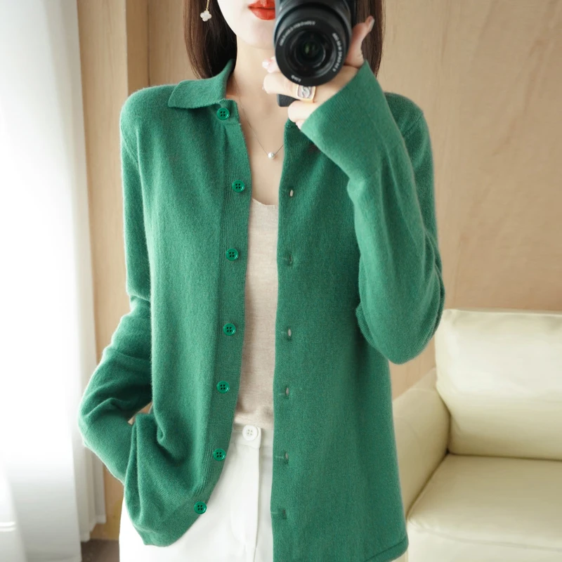 Spring/autumn Cashmere Sweater Women's Cardigan Sweater Coat Shirt Collar Cashmere  Cardigan - Cardigan - AliExpress
