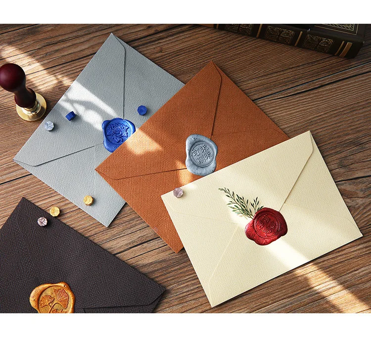 Description Picture 5 of itemNew 10pcs/pack Retro Hemp Texture Western Envelopes for Wedding Party Invitation Greeting Cards Gift Envelopes Customized
