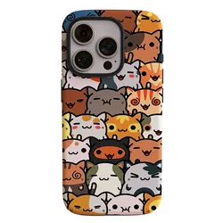 Cartoon Cat Dual - Layer Protective Phone Case with Screen Film Cover - Vivo X80 (JSS015)