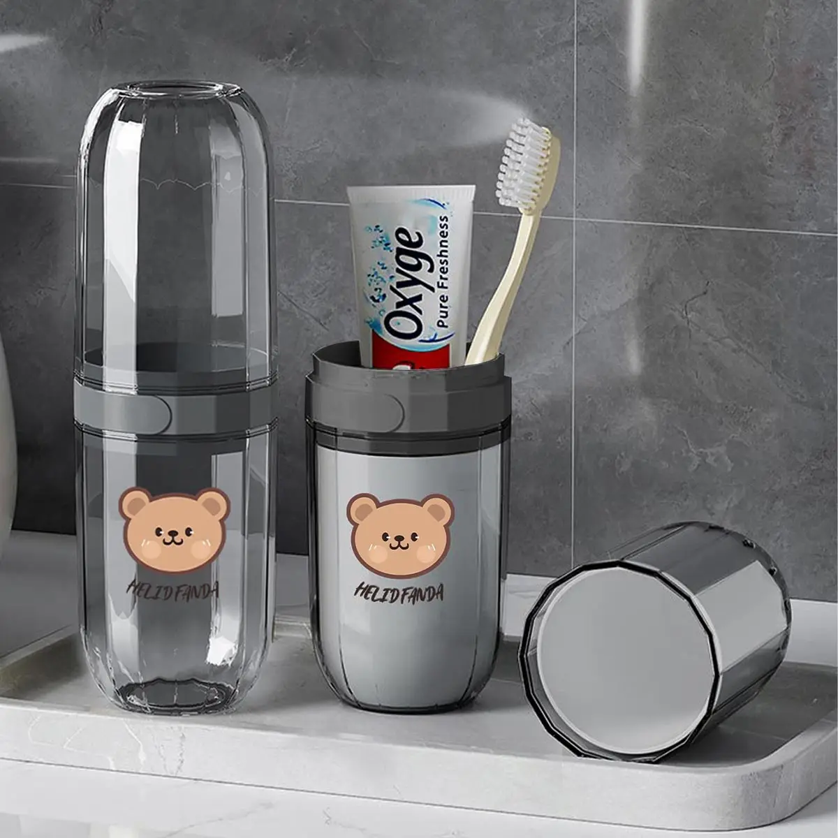 WORTHBUY Travel Mouthwash Cup Portable Washing Cup Toothbrush Toothpaste Organizer Box Student Dormitories Bathroom Accessories