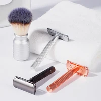 Whityle Metal Safety Razor Classic Wet Shaver Large Handle Beard Carving Razor 06T With 5 Platinum Coated Blade 2
