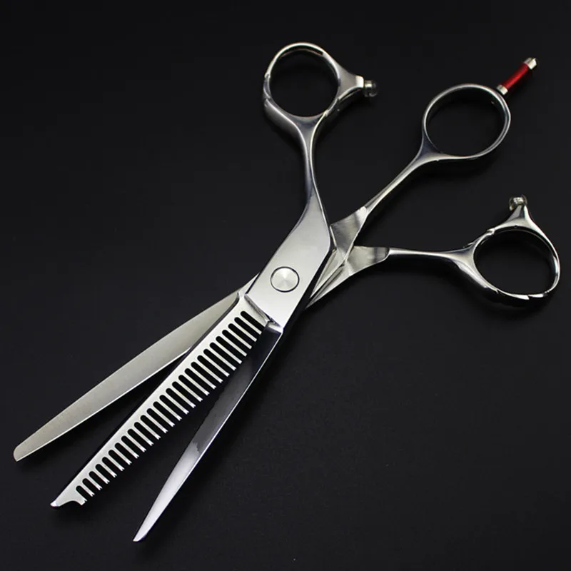 전문 JP440c 강철 6 ''결합 가위 2 IN 1 헤어 가위 이발 숱이 적은 이발사 절단 가위 미용사 가위
