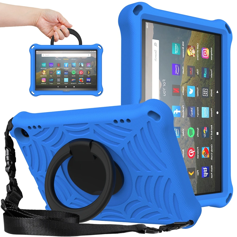 Per Amazon Fire Hd 8 Plus 10Th 12Th Gen 8.0 Pollici 2020 2022 Custodia Eva Kids Safe Pull Ring Custodia Antiurto Per Tracolla
