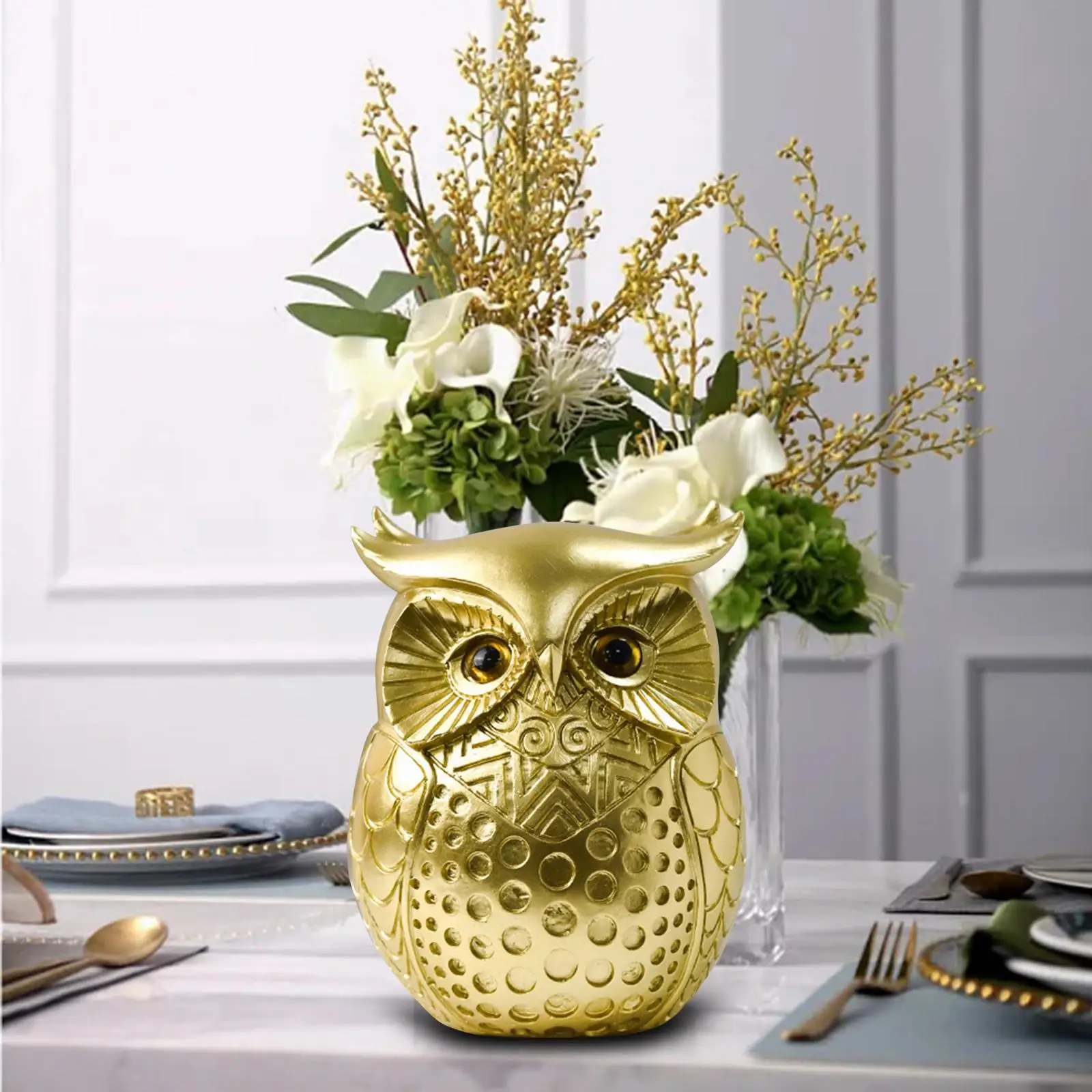 Scultura Gufo In Metallo 24 Cm – Decorazione Moderna, Regalo Per Amanti Degli Animali