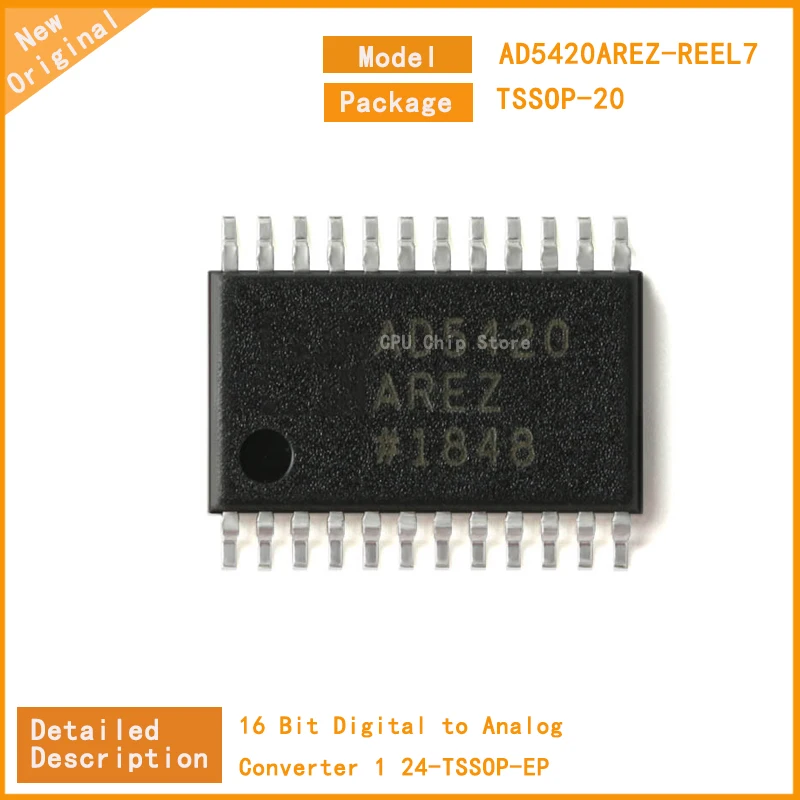 

5Pcs/Lot AD5420AREZ-REEL7 AD5420AREZ 16 Bit Digital to Analog Converter 1 24-TSSOP-EP