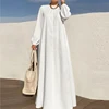 Modigirl Woman Spring Fall Solid Color Original Creation Maxi Dresses 2025 Long Sleeves Loose Zipper Casual Dress Female Clothes